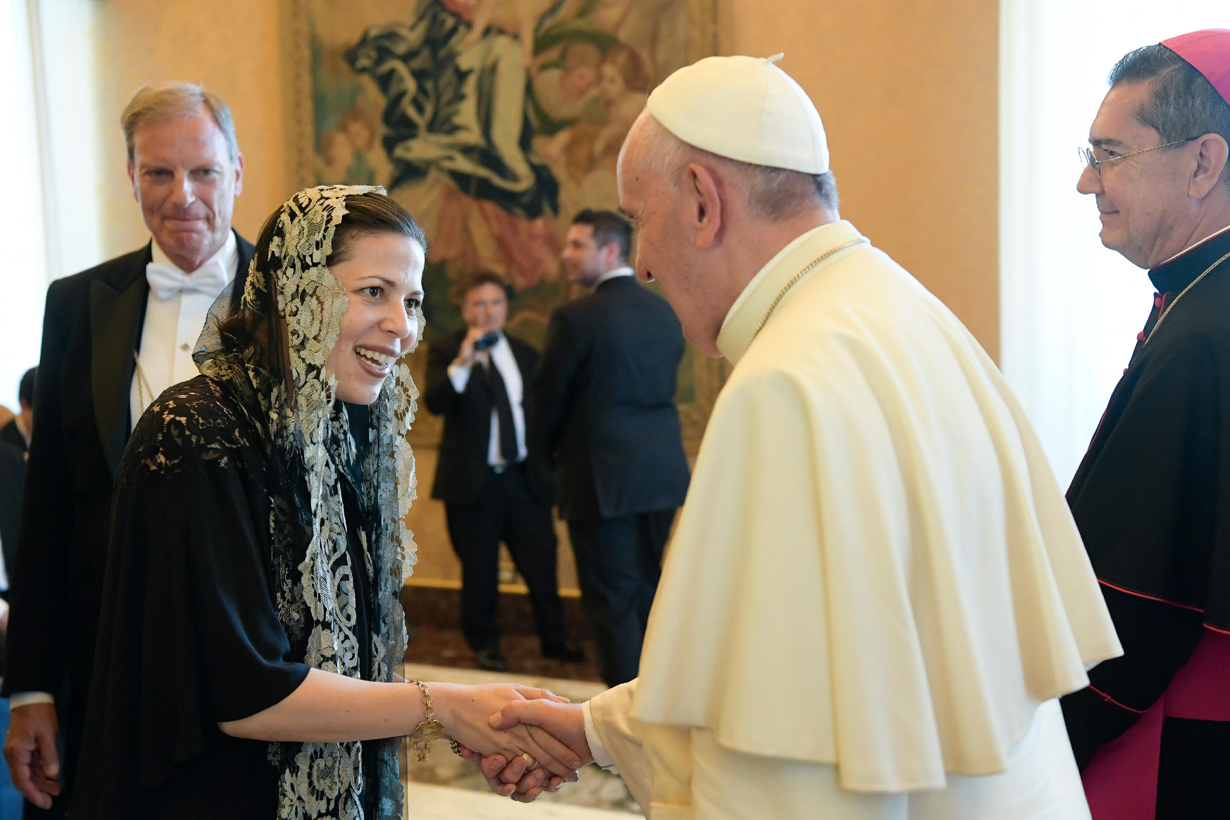 Claudia S. De Windt Greets The Pope During Encounter On Our Common Home 